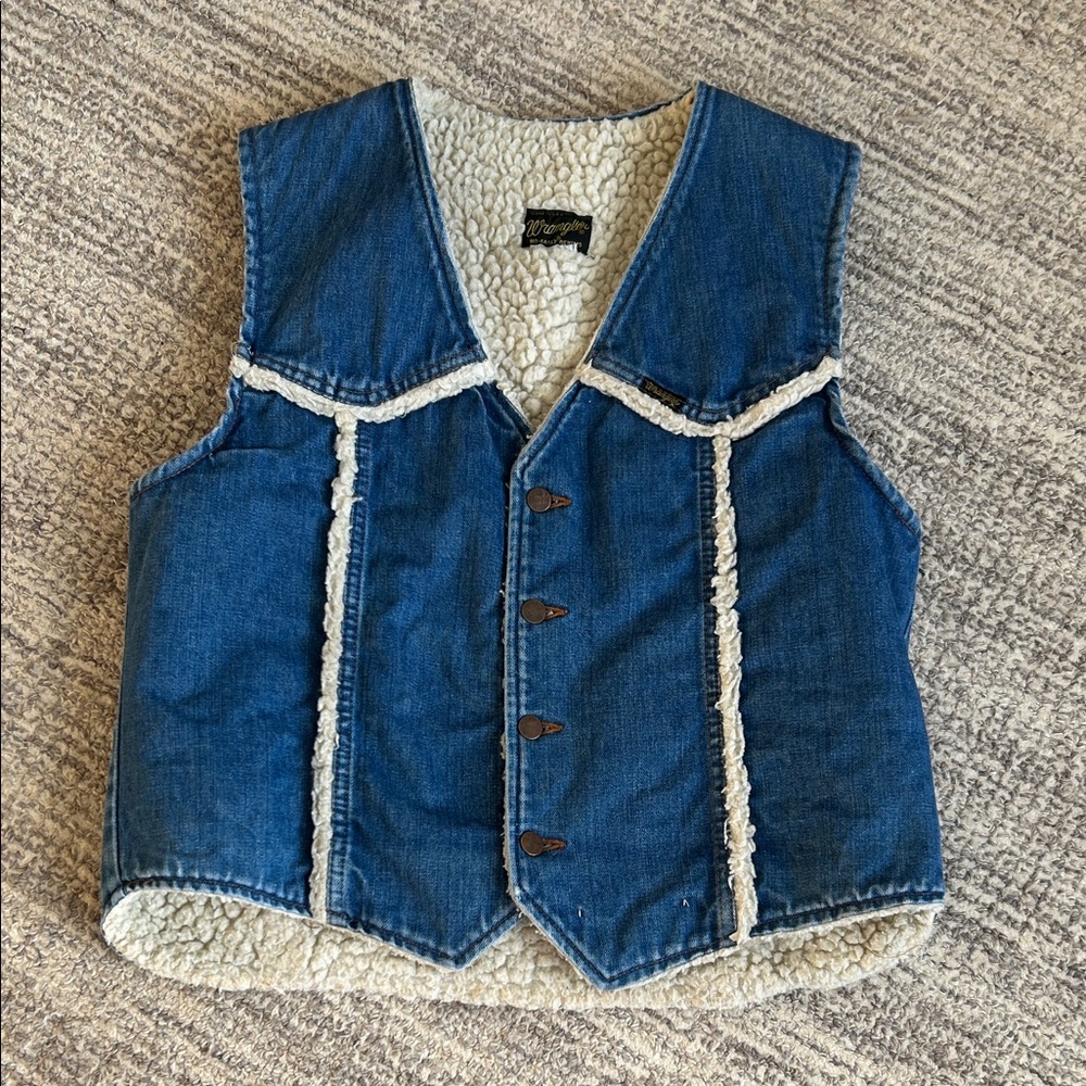 Vintage Wrangler Sherpa Lined Denim Vest